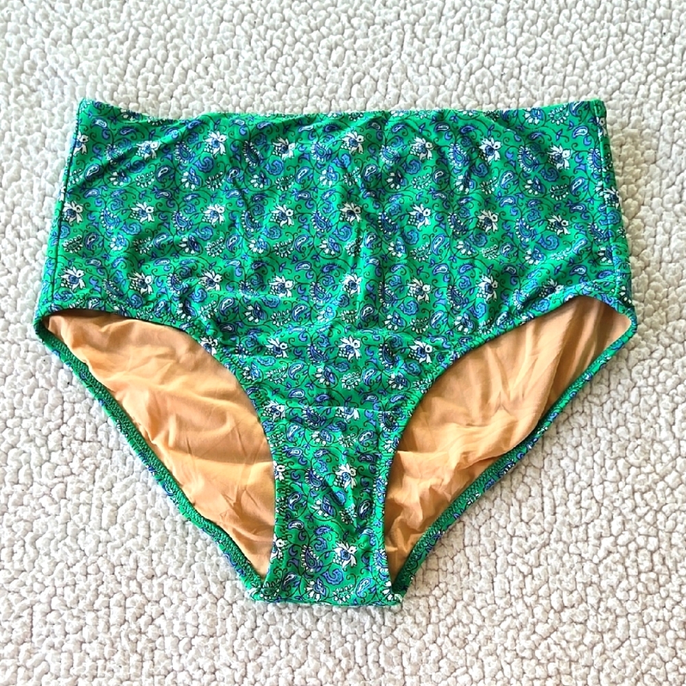 J. Crew Green and Blue Tropical Bikini Bottom